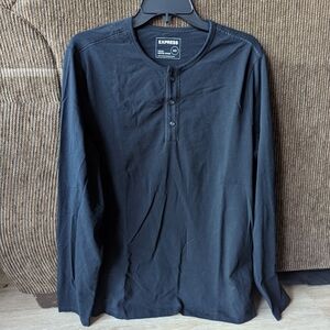 Express Men's Black Henley Shirt
